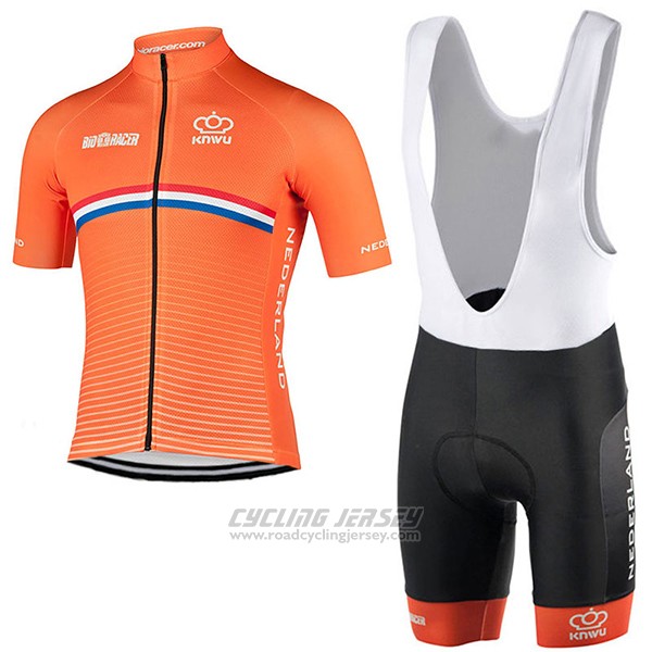 2017 Cycling Jersey Netherlands Orange Short Sleeve and Bib Short